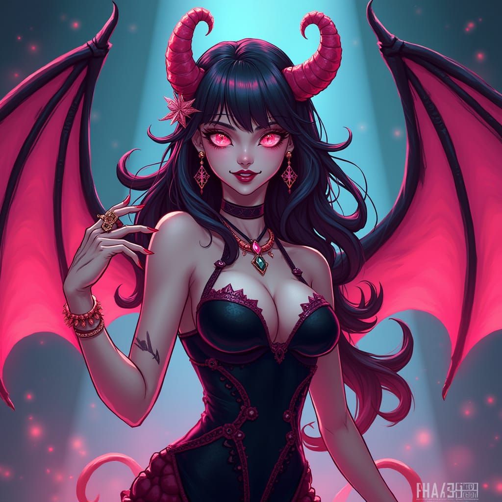 Dragon Demon Overlord in Hazbin Hotel Style