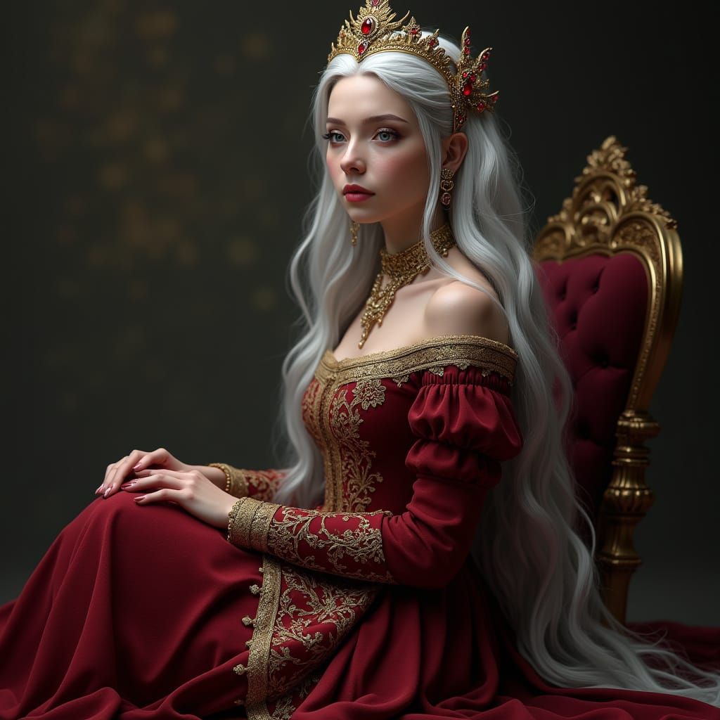 Regal Fantasy Queen in Burgundy Velvet