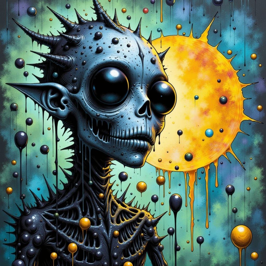 Stylized Ink Figure from Pen as Dark Fantasy Matte Painting