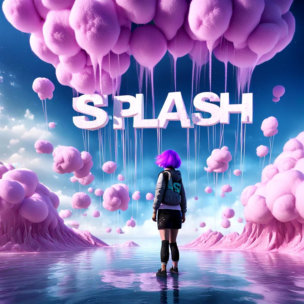 Sci-Fi Woman Descends from Cotton Candy Splash