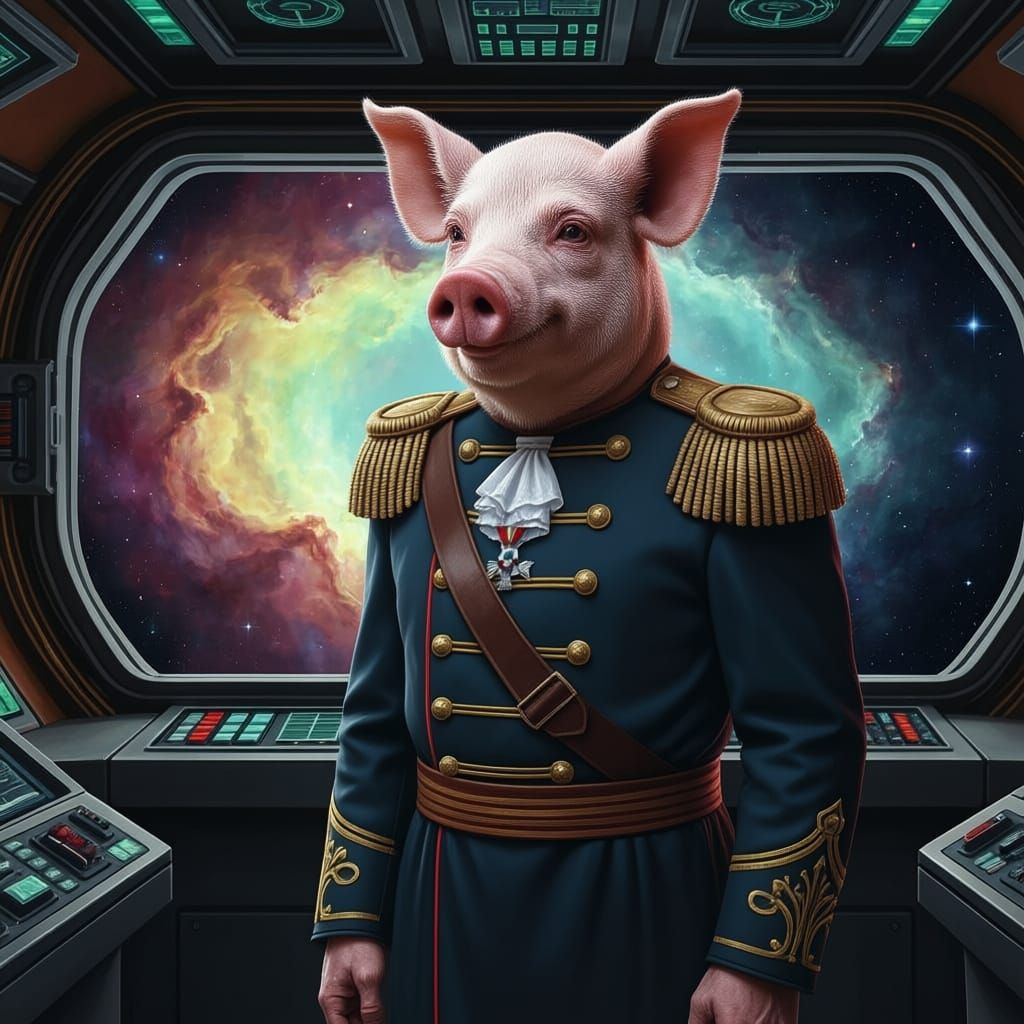 Baroque Space Commander in Hyperrealistic Oil Painting