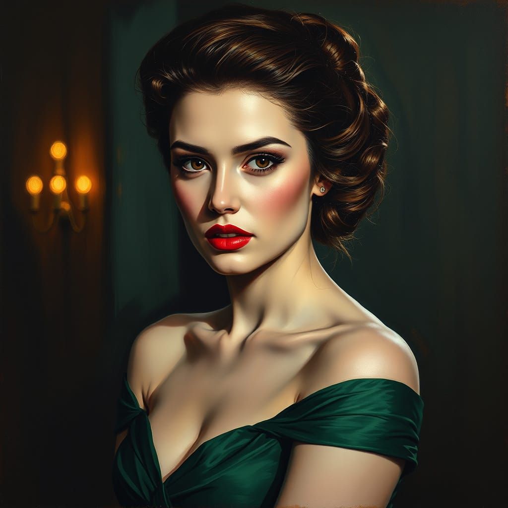 Dark Impressionist Portrait of a Noir Femme Fatale