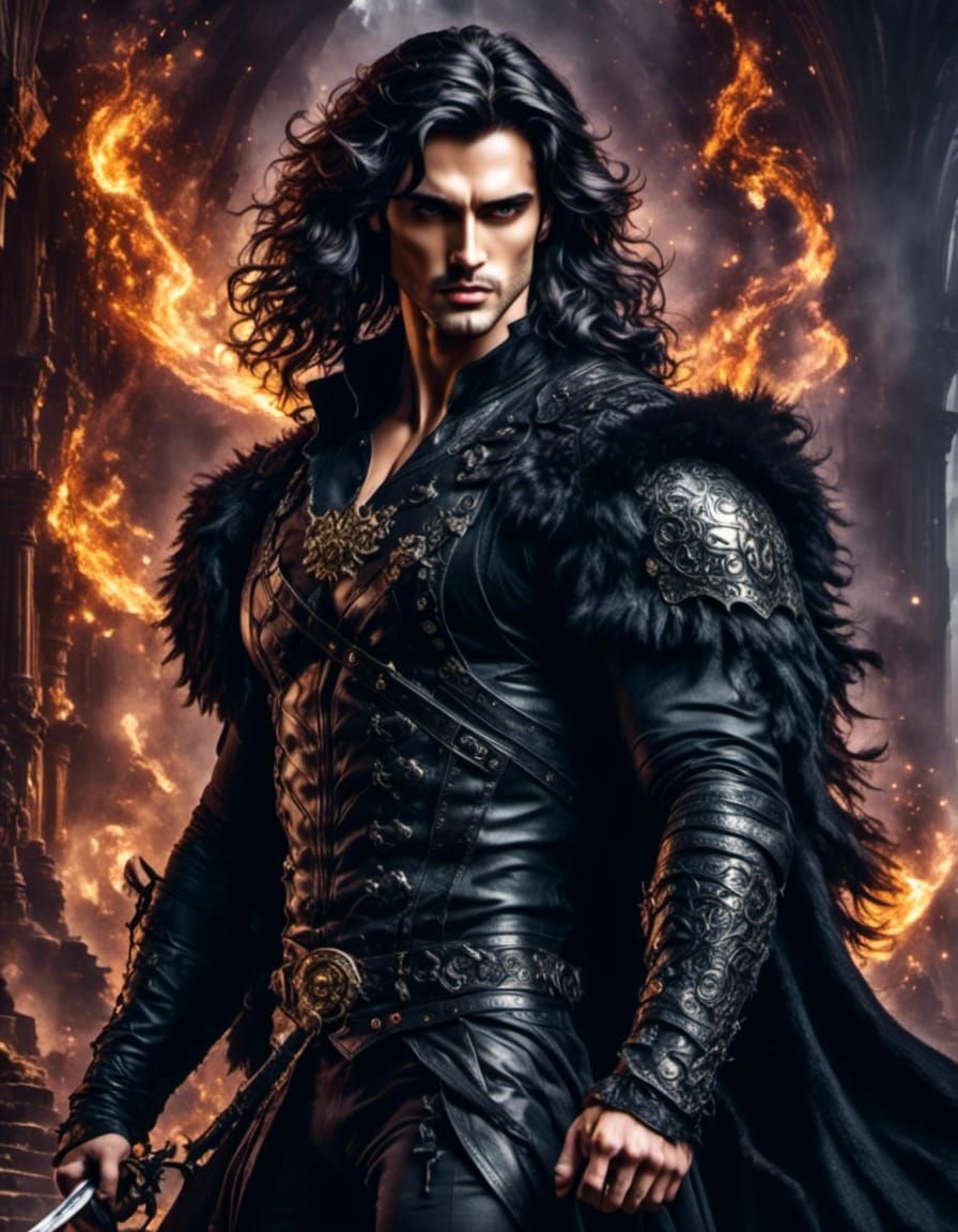 Handsome Vampire Portrait with Intense Gaze