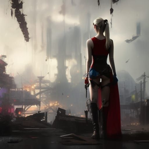 Harley Quinn Portrait in Oil Painting Style