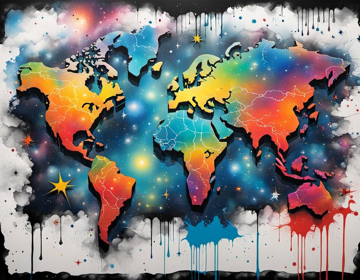 World Map Portrait in Marcel Duchamp Style