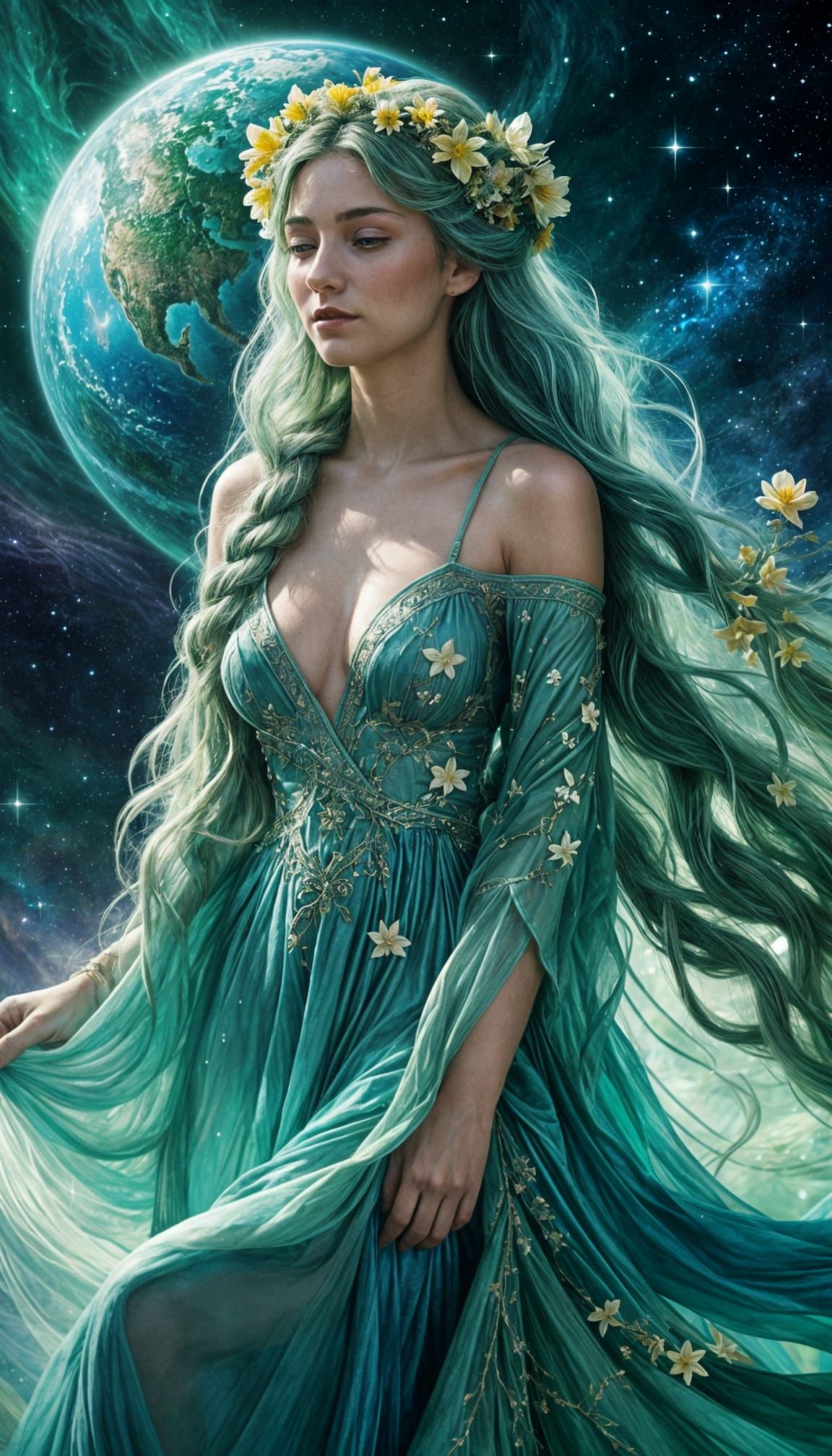 Gaia: Ethereal Goddess Cradling the Earth