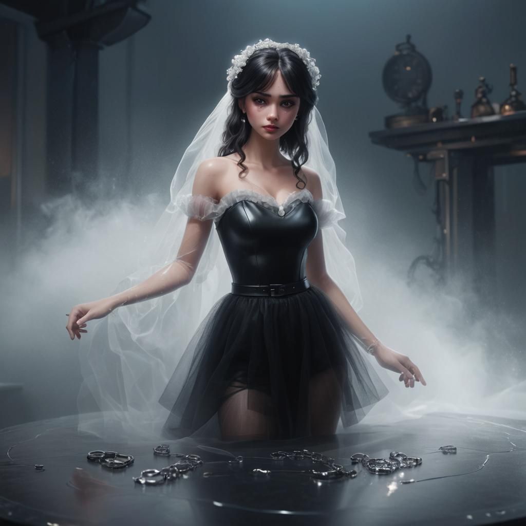 Bride Shackled in Tulle: 3D Digital Art