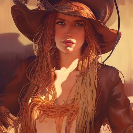 Spaghetti Western Bar Scene, Hyperdetailed Digital Portrait