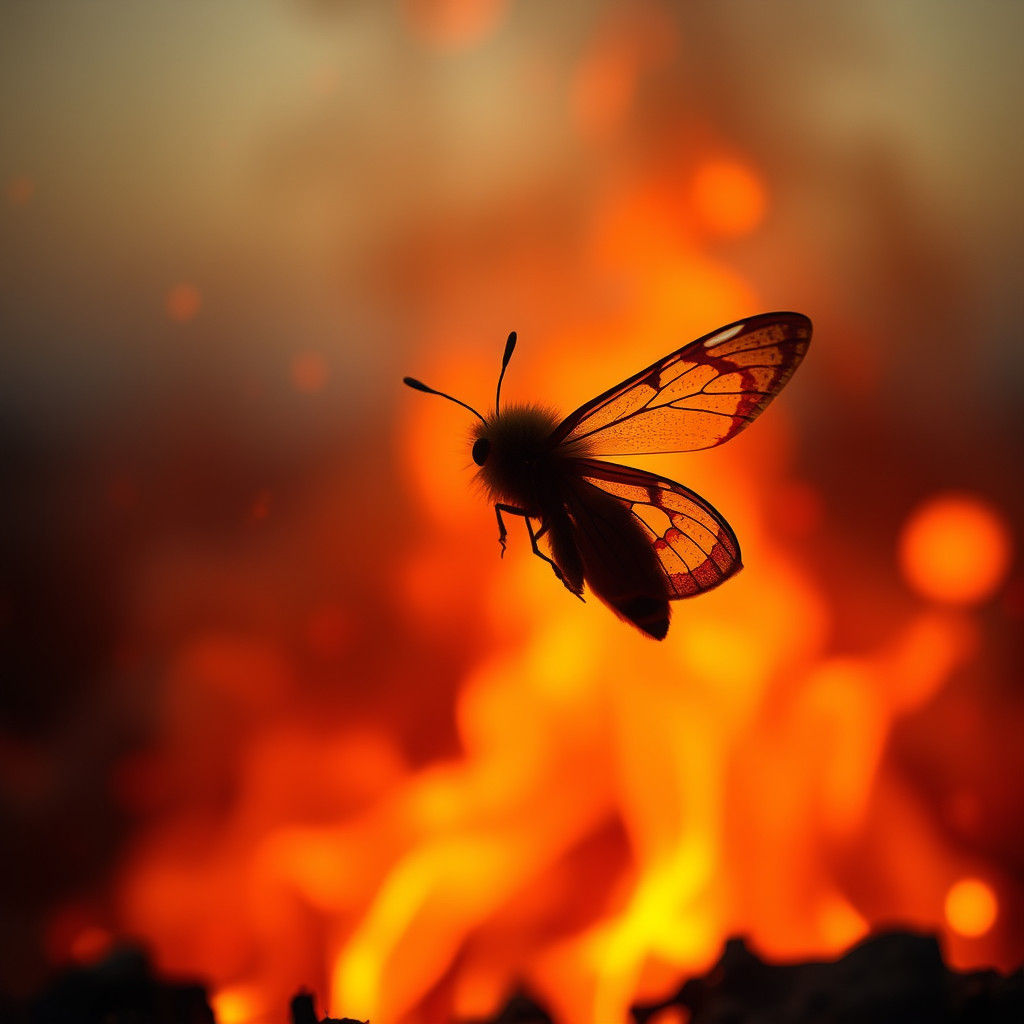 Fiery World: Silhouettes Seek Meaning in Burning Landscape