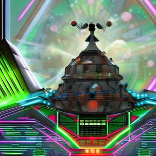 Futuristic Metropolis with Green Technology in Cyberpunk Sty...