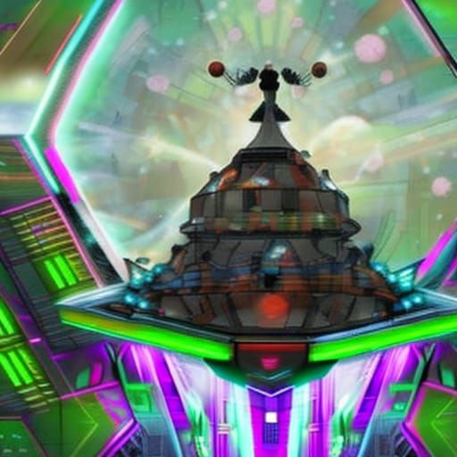 Futuristic Metropolis with Steampunk and Neon