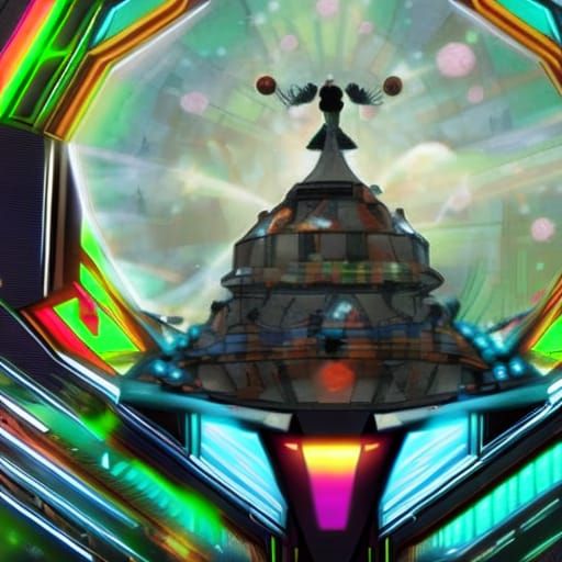 Futuristic Metropolis with Steampunk Cyberpunk Elements