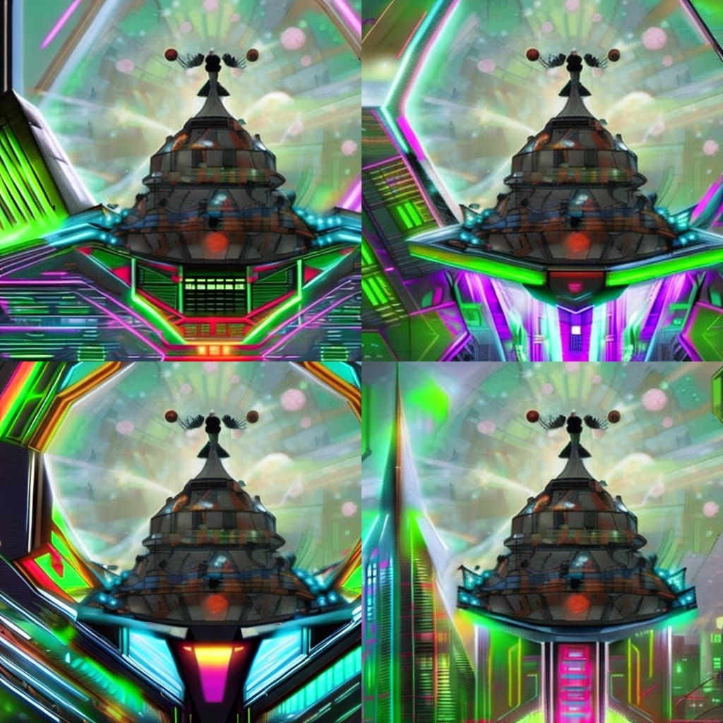 Futuristic Metropolis with Steampunk and Neon