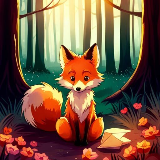 Enchanted Forest Fox: Anime-Inspired 8K Illustration