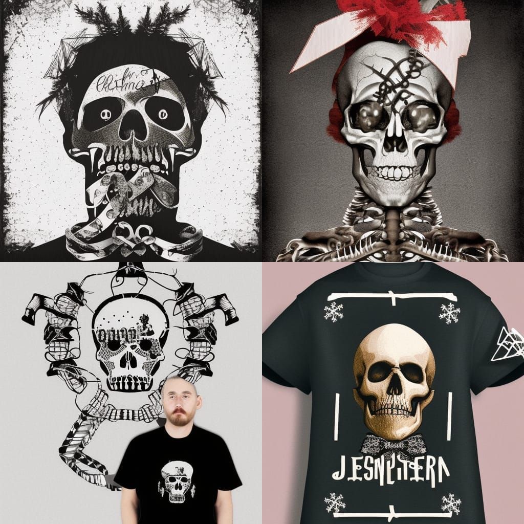 Skeleton Head Christmas T-Shirt Design