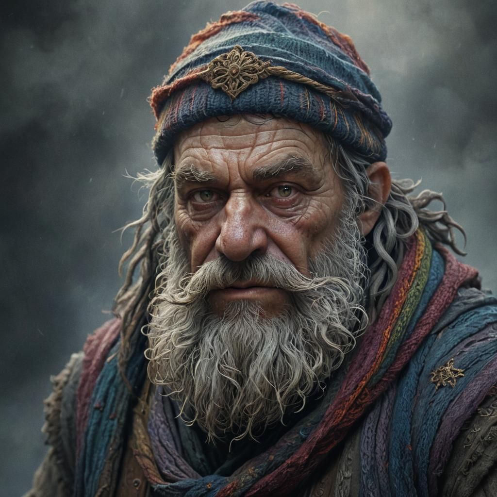 Dwarf Evoker Portrait in Doré-Inspired Concept Art
