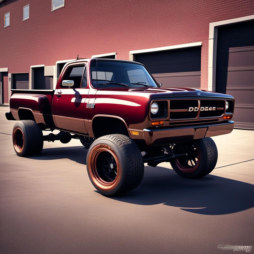 Copper Burgundy 1989 Dodge D100 Racing Truck