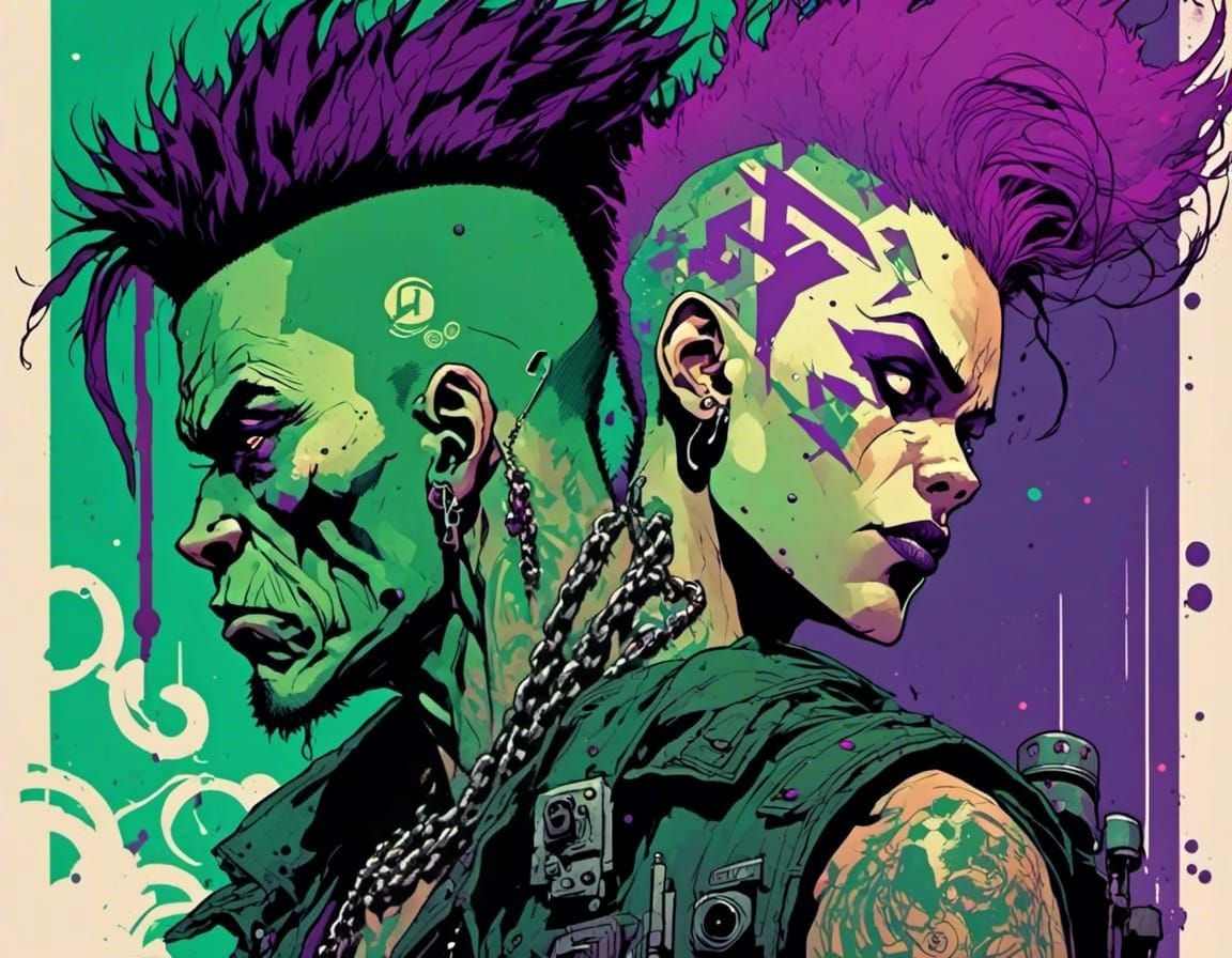 Cyberpunk Punk Portrait in Retro-Futuristic Dystopia