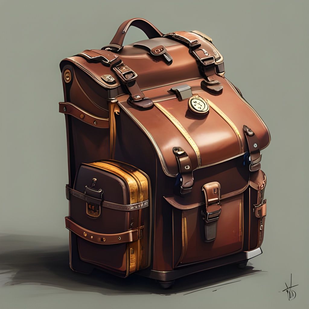 Detailed Travel Backpack with Unusual Items