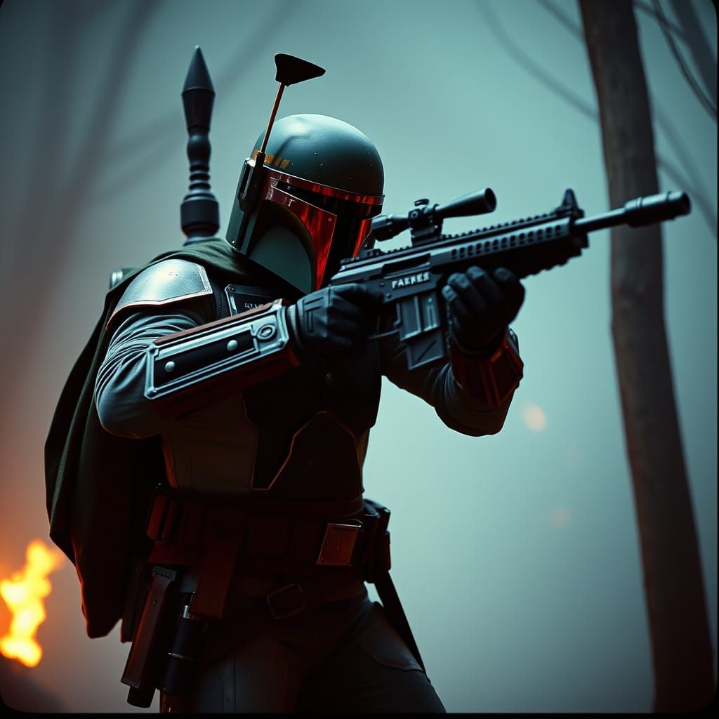 Medieval Fantasy Infernal Assassin with Anti-Matter Rifle in...