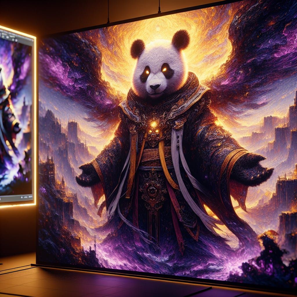 Panda Bear Warlock in Dark Fantasy World