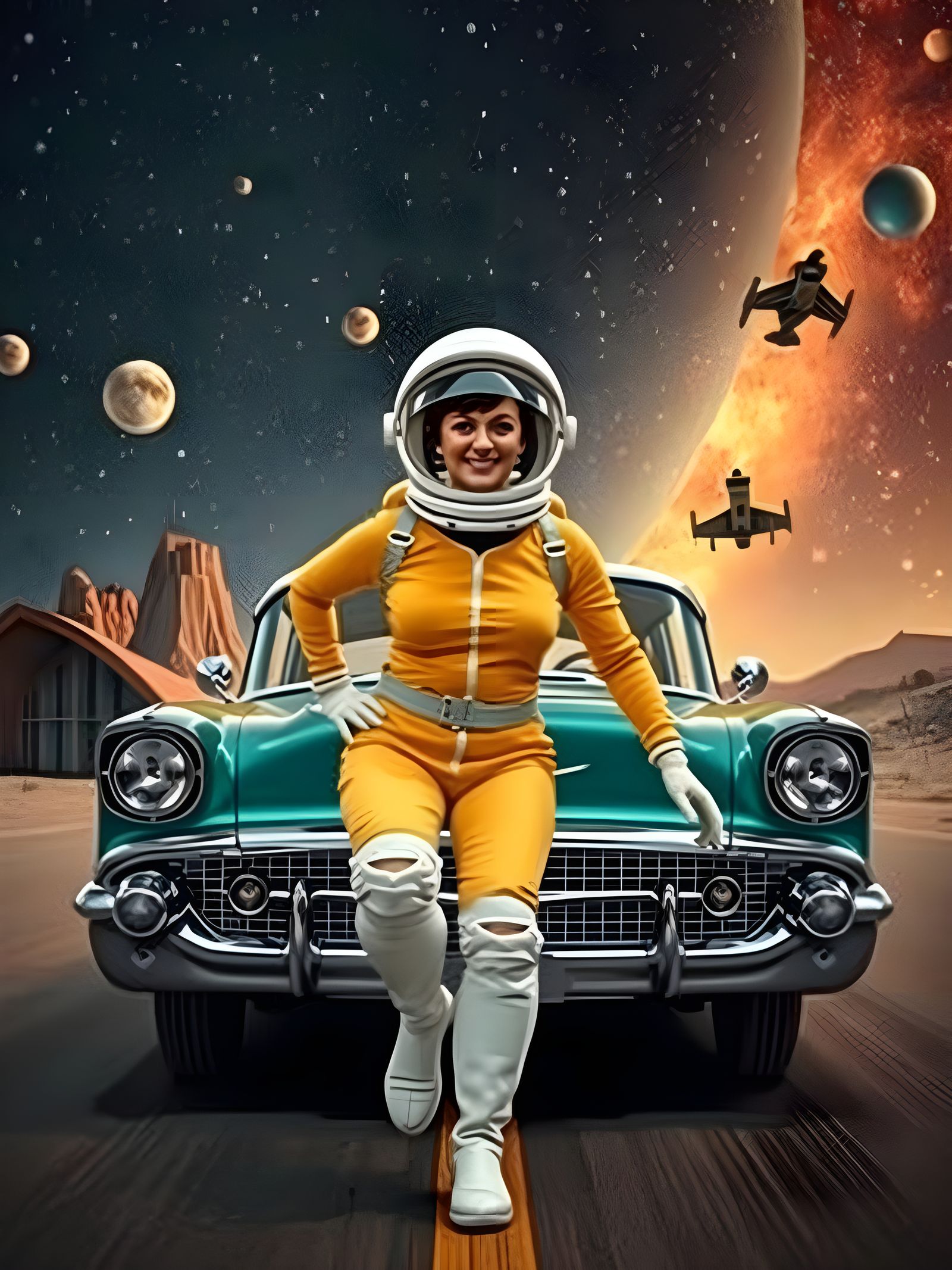1955 Chevy in a Futuristic Space Odyssey