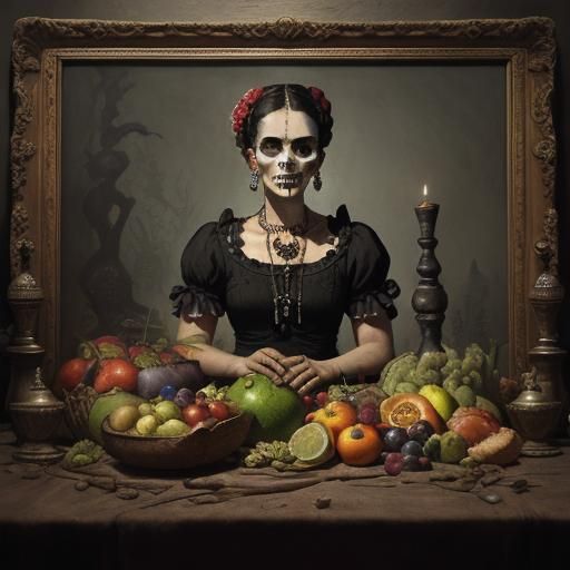 Still Life: Frida Kahlo Skull with Fruit