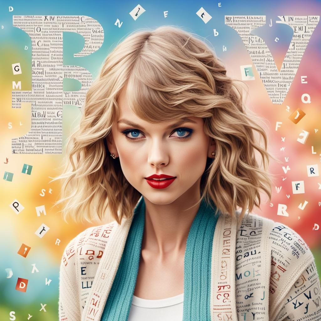 Taylor Swift Word Art Portrait in Alphabet Letters