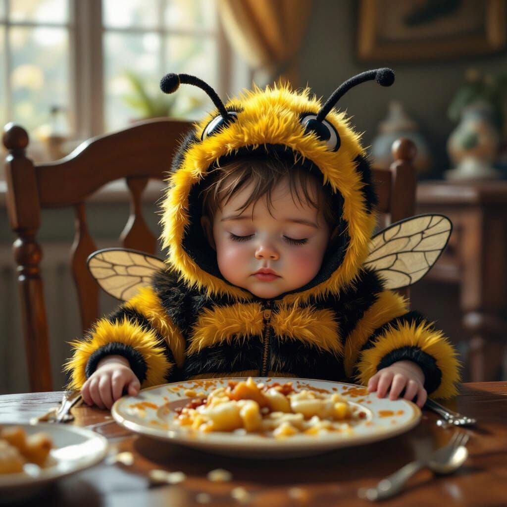 Baby Bumblebee Sleeps: Detailed Matte Painting