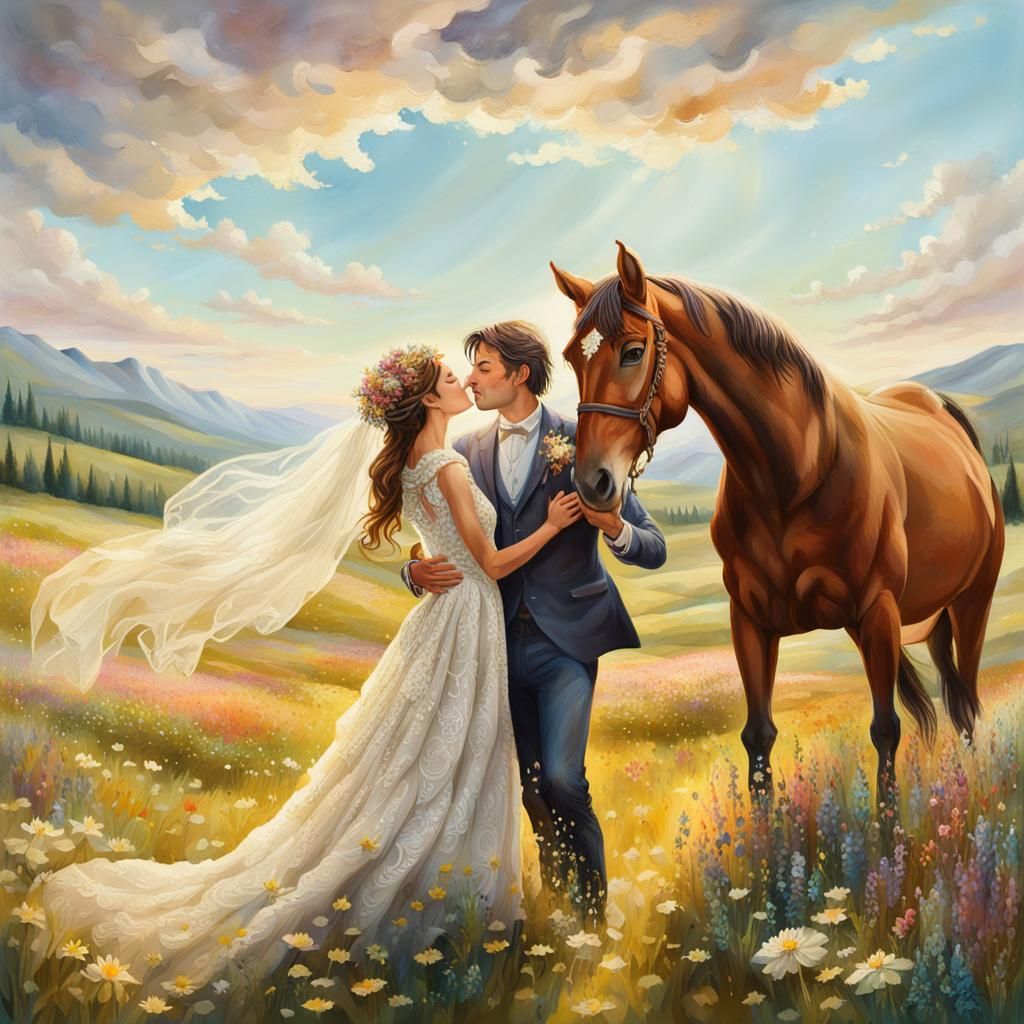Whimsical Wedding Photobomb in Fantasy Landscape
