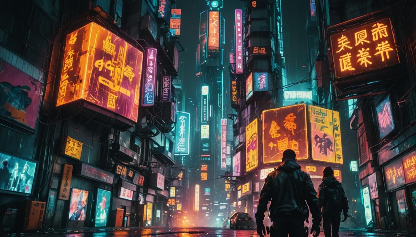 Cyberpunk Cityscape in Neon-Lit Splendor