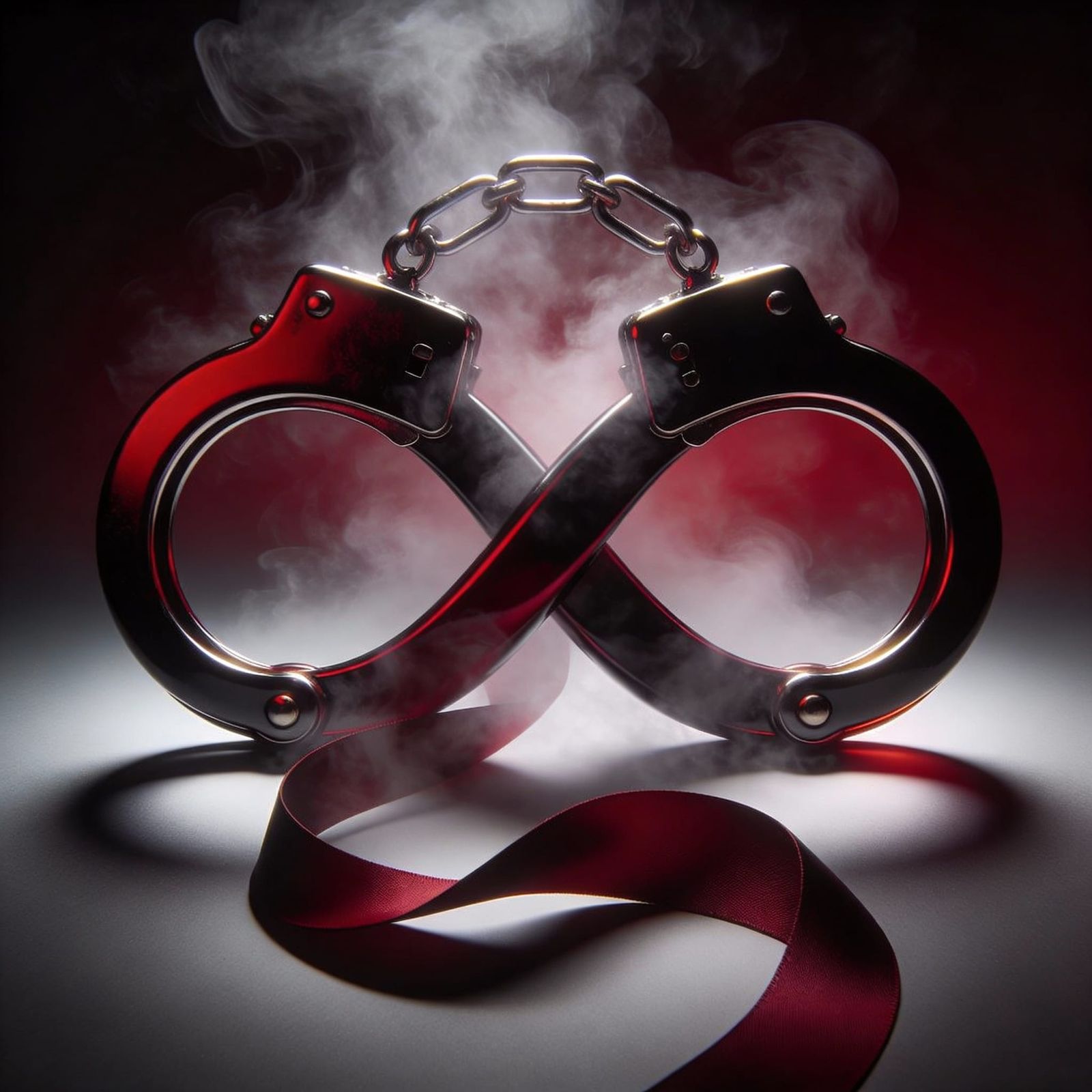 Sensual Infinity Symbol Logo with Handcuffs and Ribbon