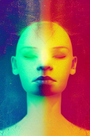 Colorful Waterfall Inside Woman's Silhouette