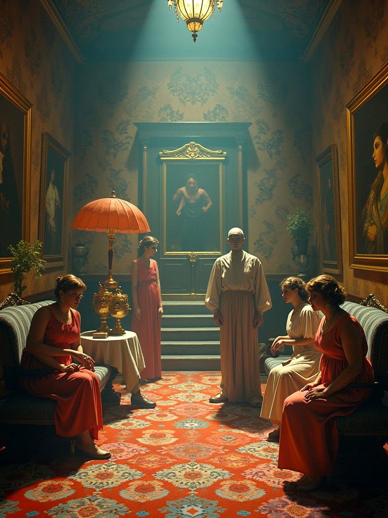 Exotic Gathering in Sumptuous Surreal Hotel Suite