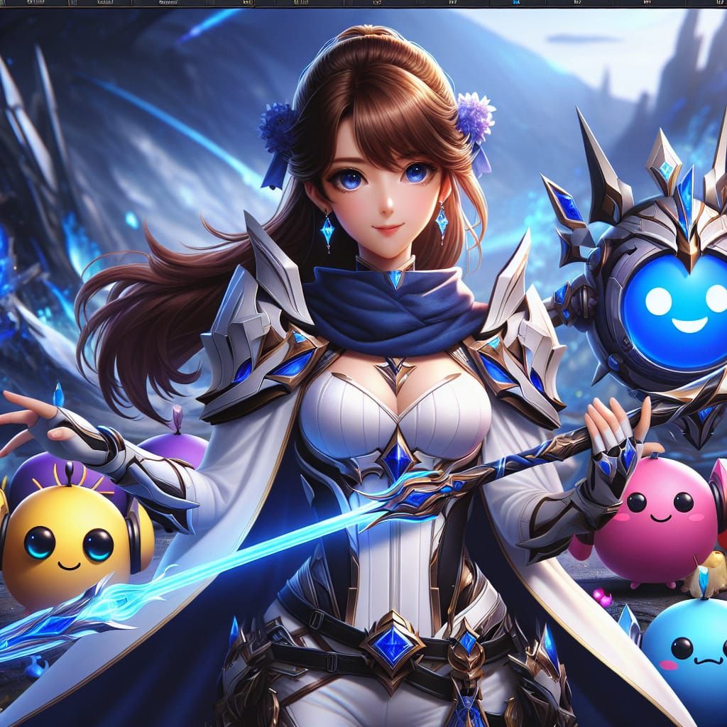 Armored Woman with Mace in Sleek Landscape