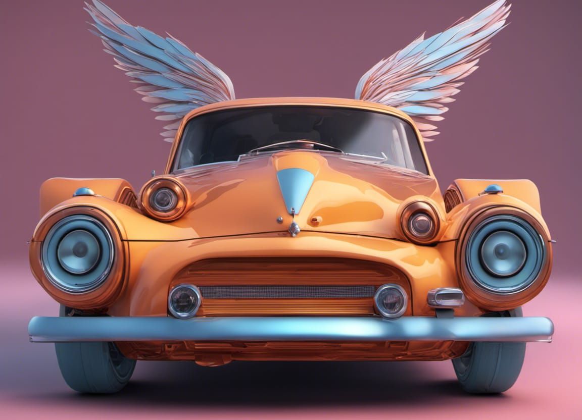 Orange car with wings