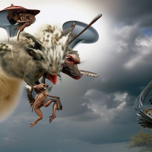 Alien Mice Play Baseball: Surreal Sci-Fi Art