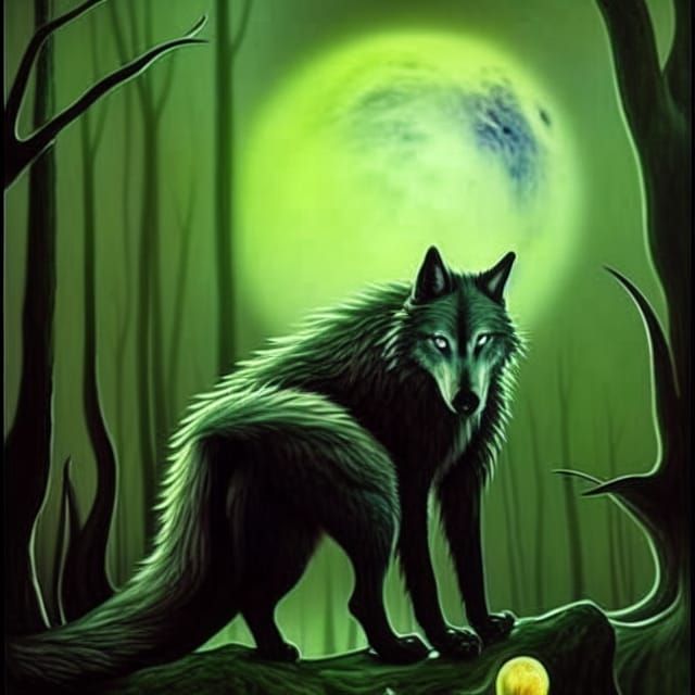 Surreal Werewolf in Mystical Forest, Dali Style