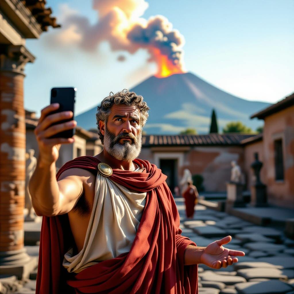 Pompeii Patrician's Selfie During Vesuvius Eruption