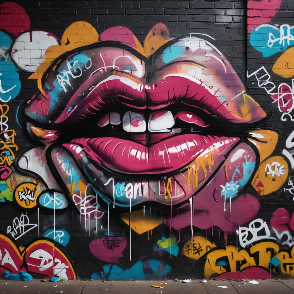 Provocative Graffiti Art with Neon Sign