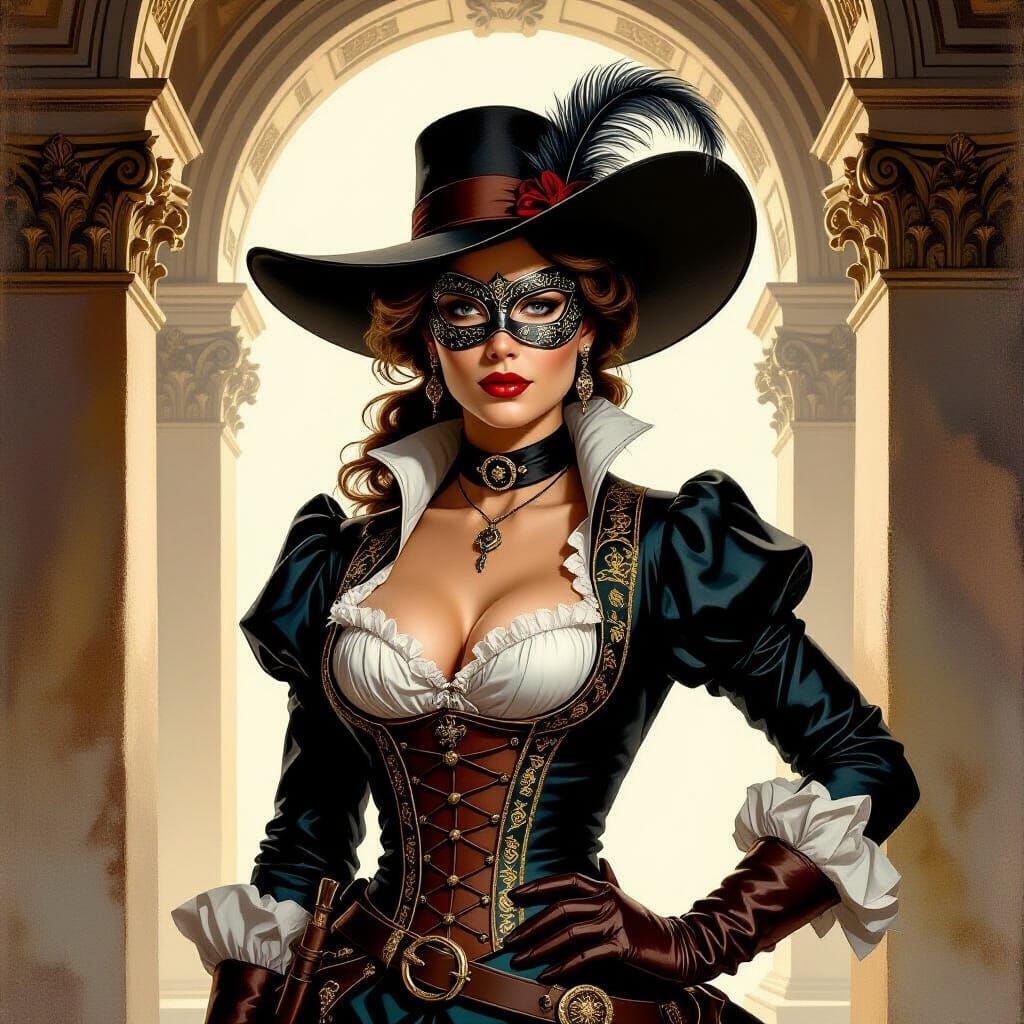 Renaissance Swashbuckler Woman in Michelangelo Style