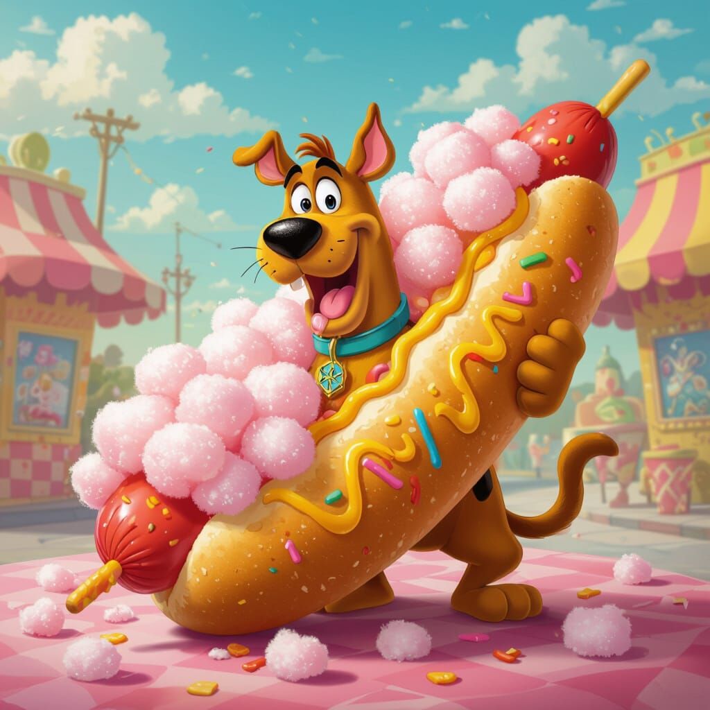 Scooby Doo Eats Cotton Candy Corn Dog