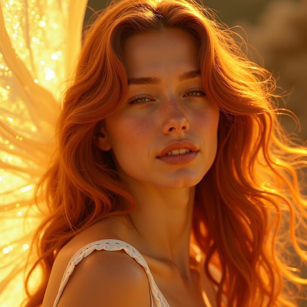 Angel of Gratitude with Flowing Copper Hair