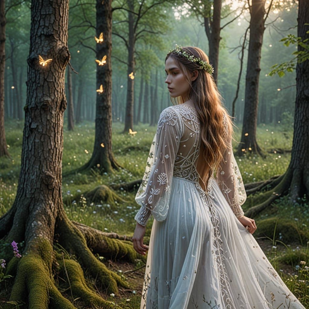 Ethereal Nyavka Spirit in Mystical Forest Clearing