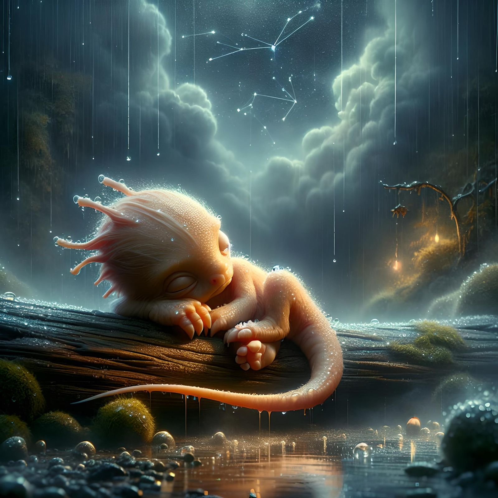 Peaceful Baby Monster in National Geographic Style