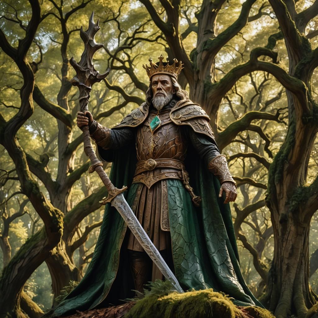 Wooden King Sculpture in Baroque Style