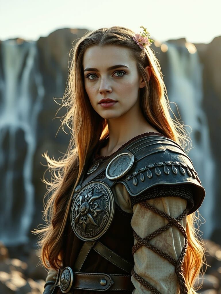 Ethereal Warrior Maiden in 35mm Film Aesthetic