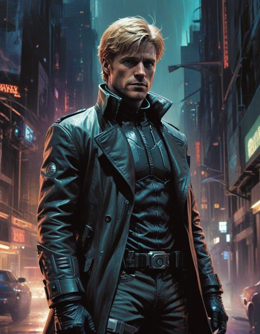 Cyberpunk Robert Redford in Comic Book Style