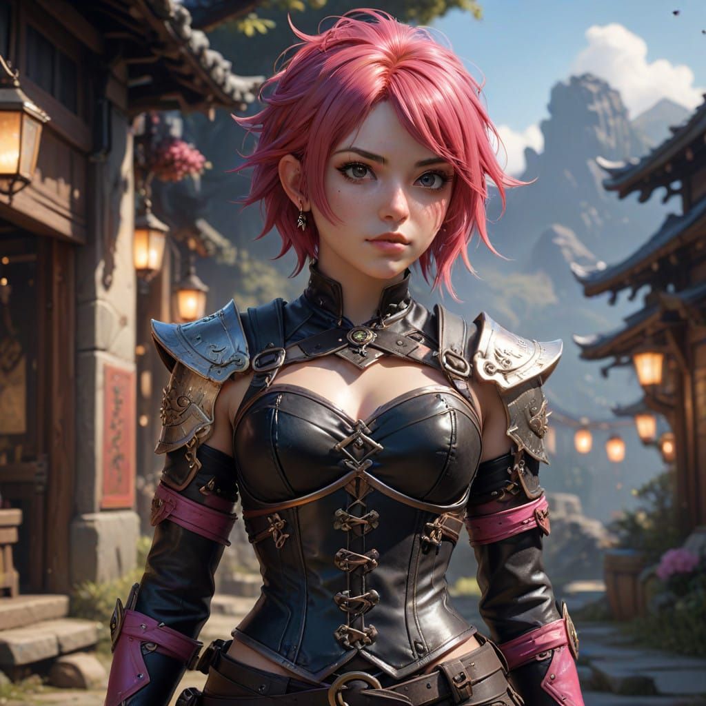 Confident Halfling Warrior in Cyberpunk Style