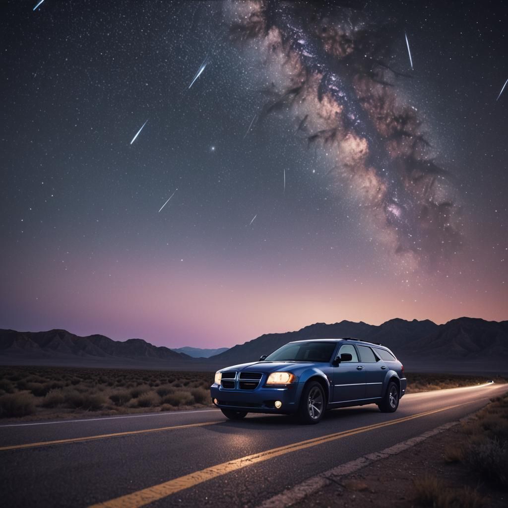 Dodge Magnum Wagon Under Starry Night Sky
